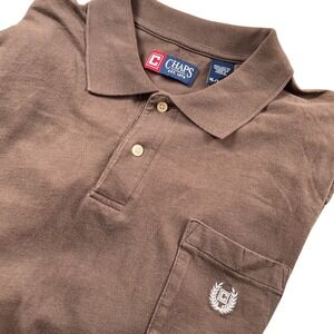 Chaps‎ EST 1978 Mens XL Brown Polo Shirt Short Sleeve Pocket Cotton Casual